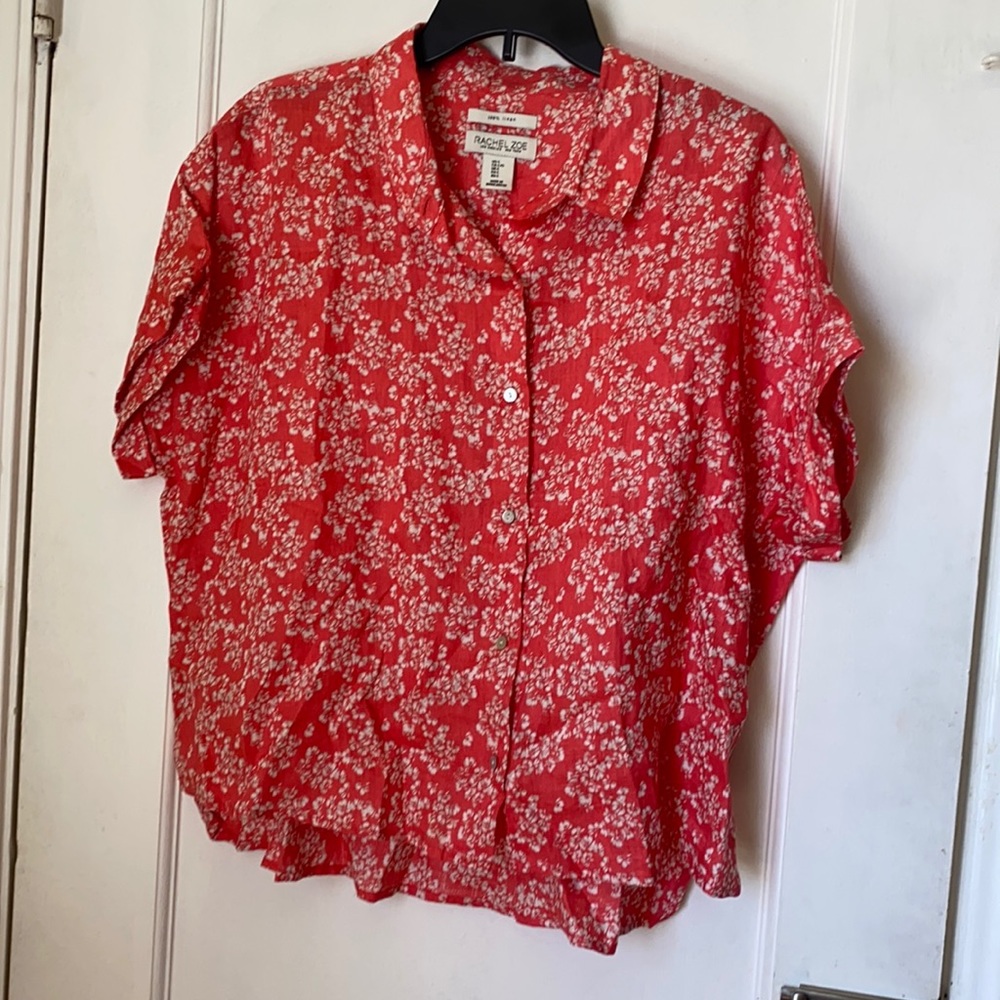 Rachel Zoe 100% Linen Button up Floral Top
